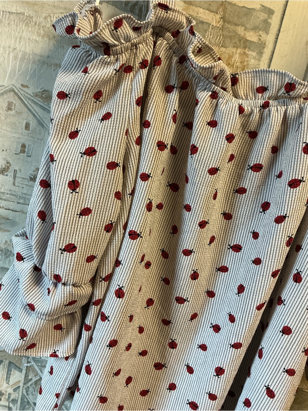 Twing & String Off-Shoulder ladybug Print Top - Picture 2 of 6